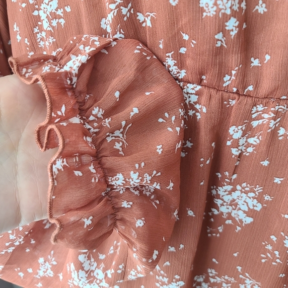 Inspired Hearts Plus Size 2X  Boho Flowy Tiered Sheer Ditsy Floral Summer Dress - Picture 6 of 14